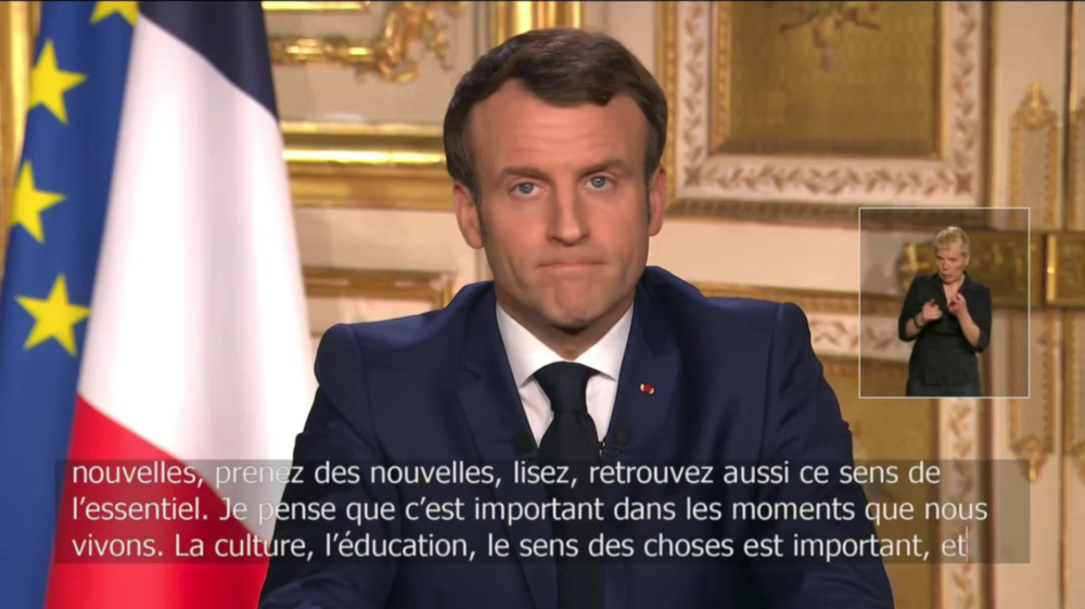 capture d'écran de discours présidentiel de confinement