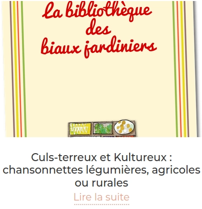 copie écran notre site Bibliothèque chansonnettes légumières, agricoles et rurales