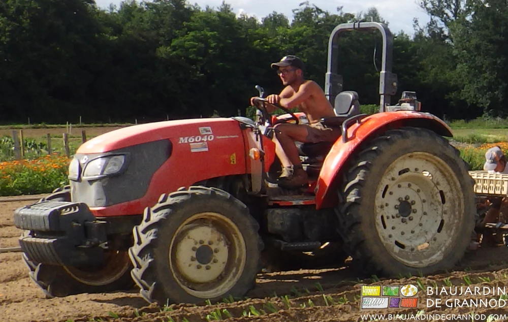 photo de Matthieu les bras croisés sur le volant du tracteur