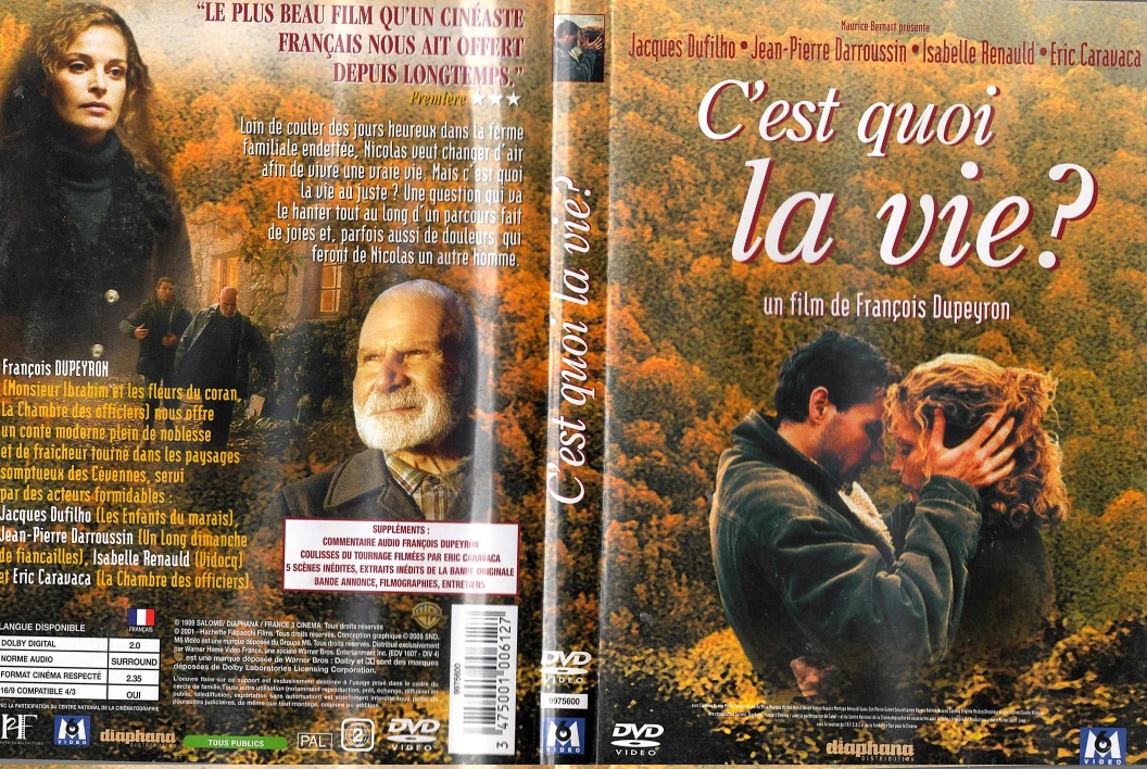 scan de la boite de dvd c'est quoi la vie ? film de Dupeyron