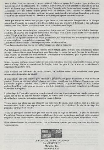 recto du texte de présentation du bâtiment bioclimatique