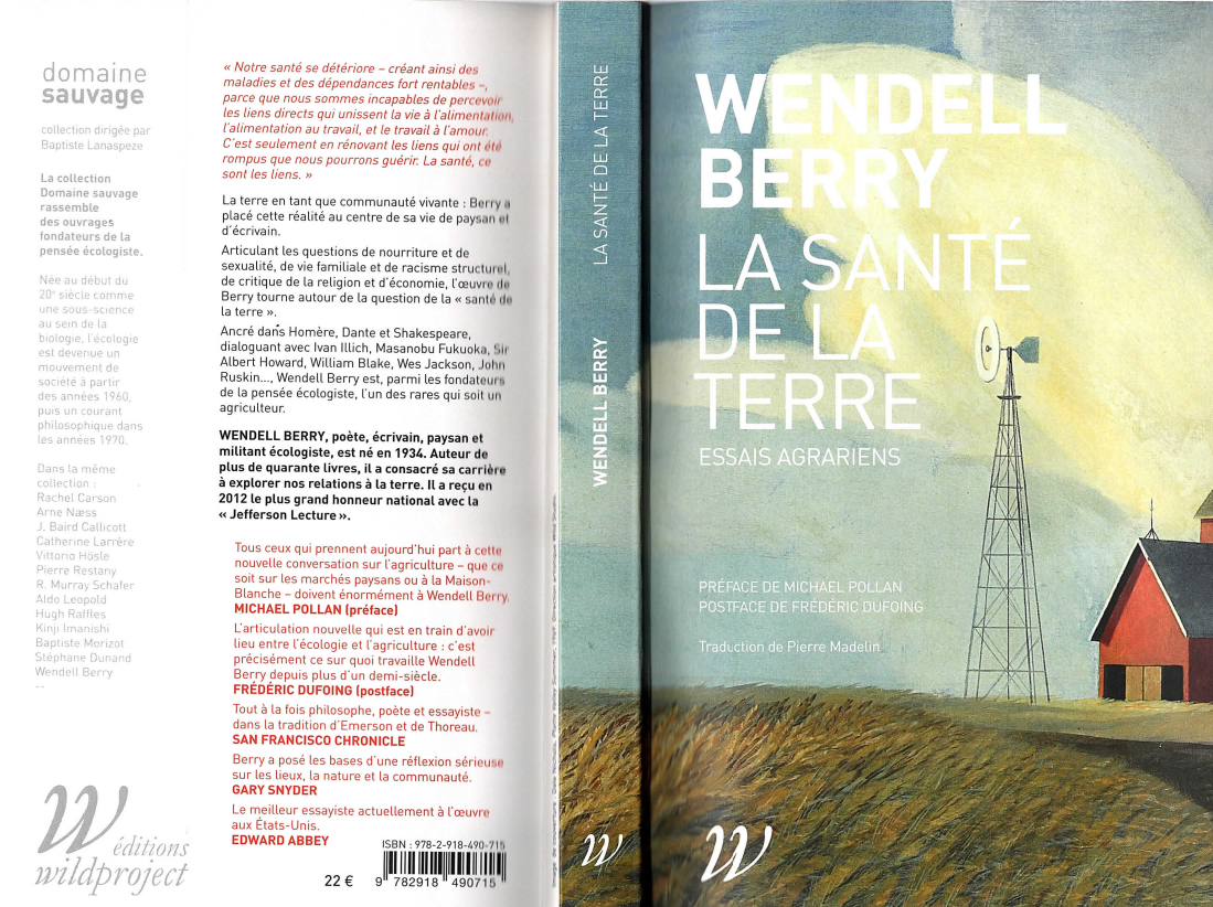 couverture de "La santé de la terre" de Wendell Berry chez Wildproject