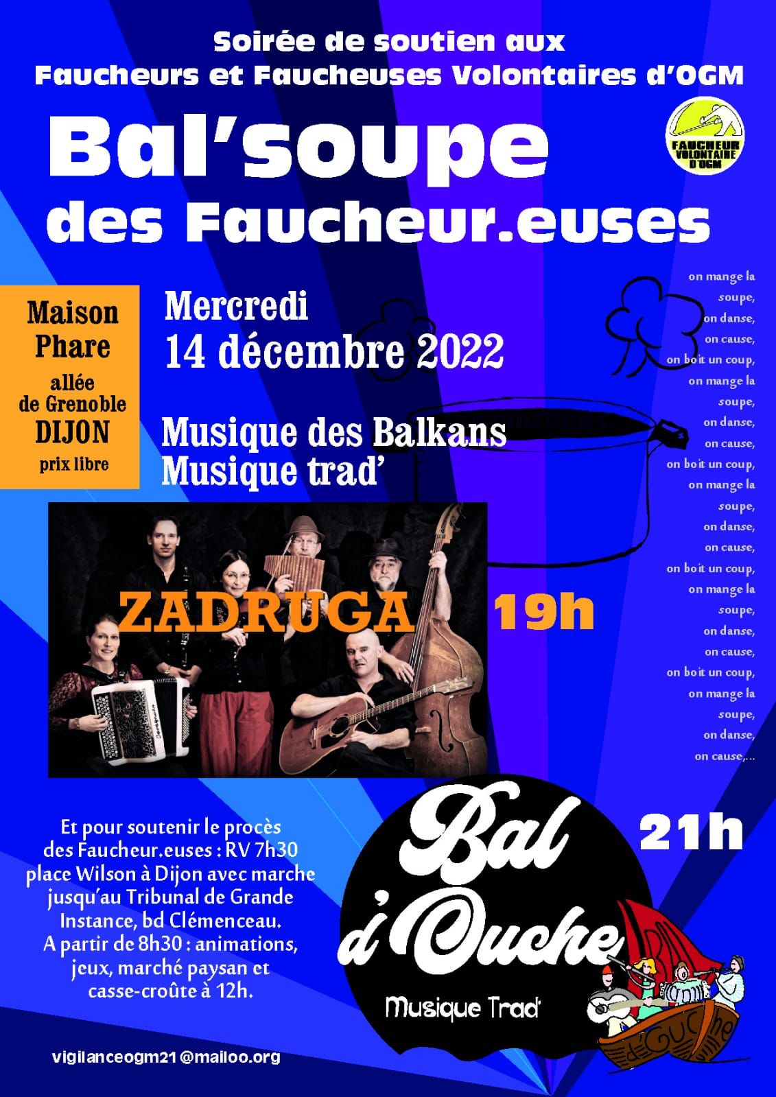 affiche de la soirée festive de soutien aux Faucheurs Volontaires