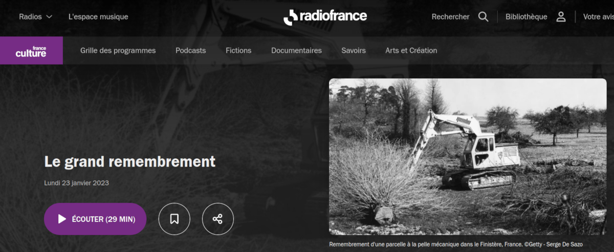 capture d'écran du site de France Culture avec lien pour l'émission