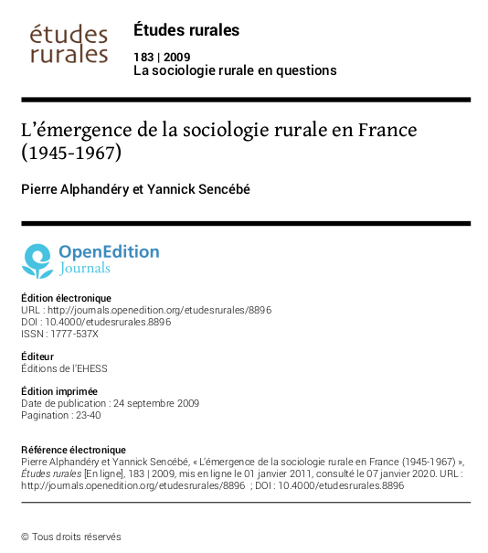 copie d'écran de la couverture de l'étude de Pierre Alphandéry