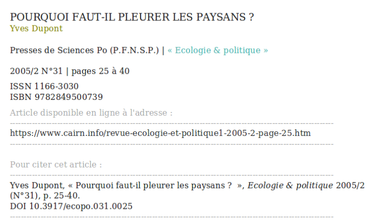 capture d'écran du document sur le site cairn.info
