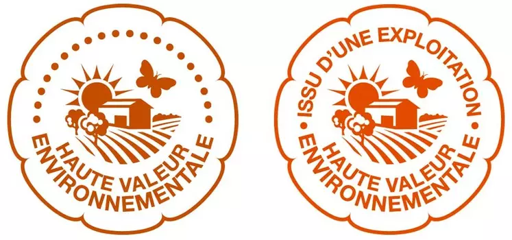 logo de l'allégation commerciale Haute Valeur Environnementale utilisant des pesticides chimiques de synthèse