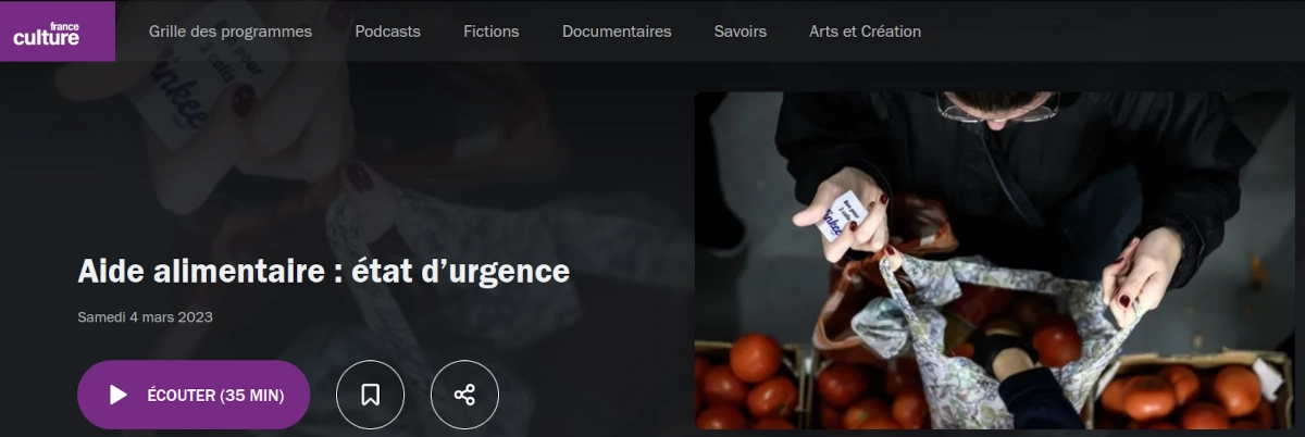 copie d'écran de France Culture l'invité du samedi avec Bénédicte