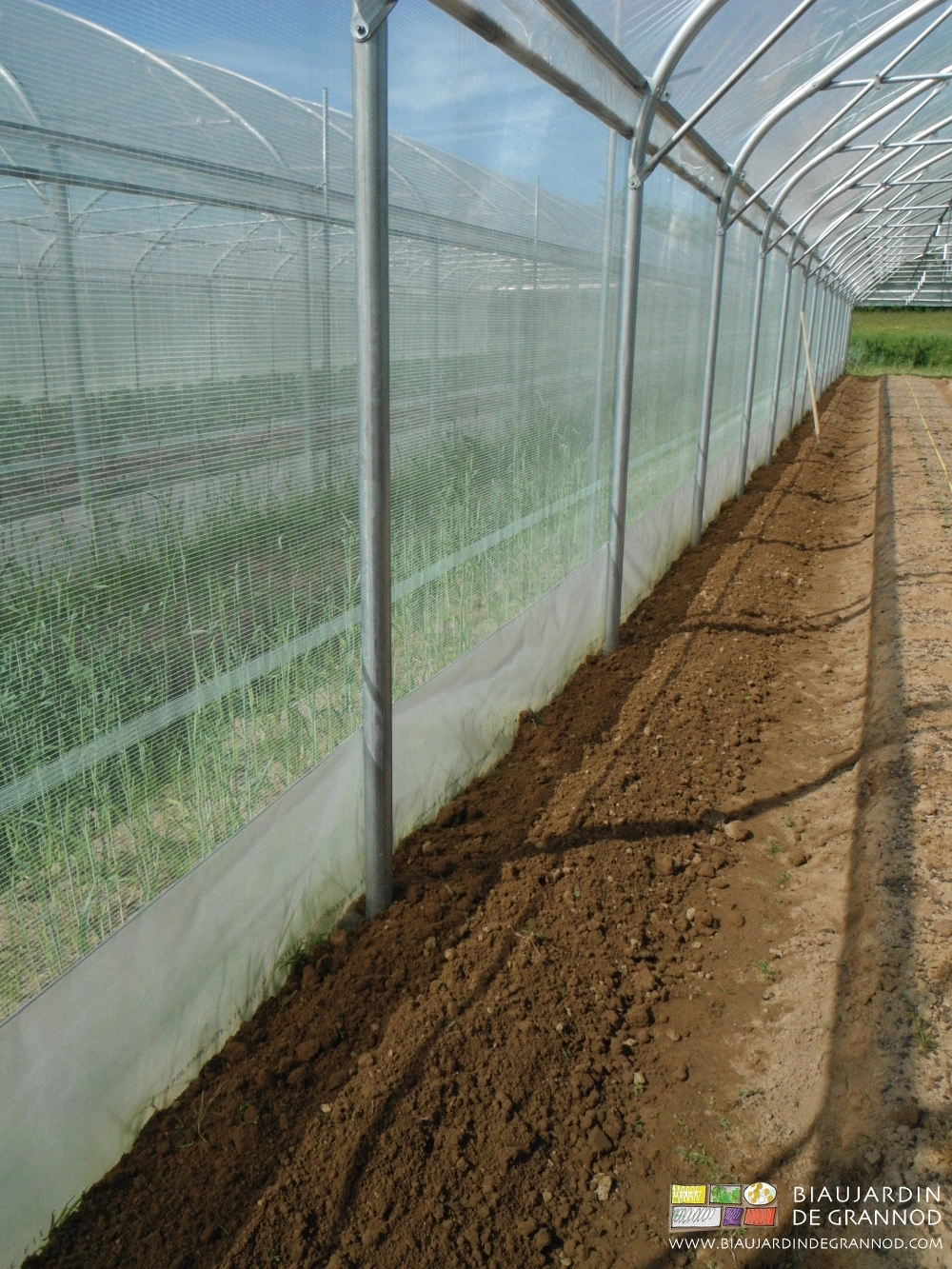 photo de la terre fine de bordure de tunnel et du croc avant repiquage