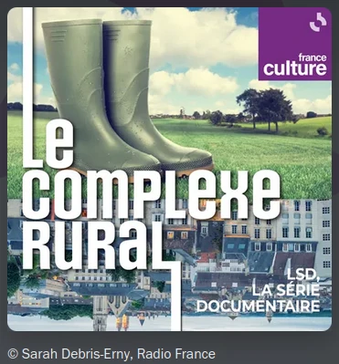 copie d'écran France Culture montage de photo de bottes dans un pré et de toits de ville