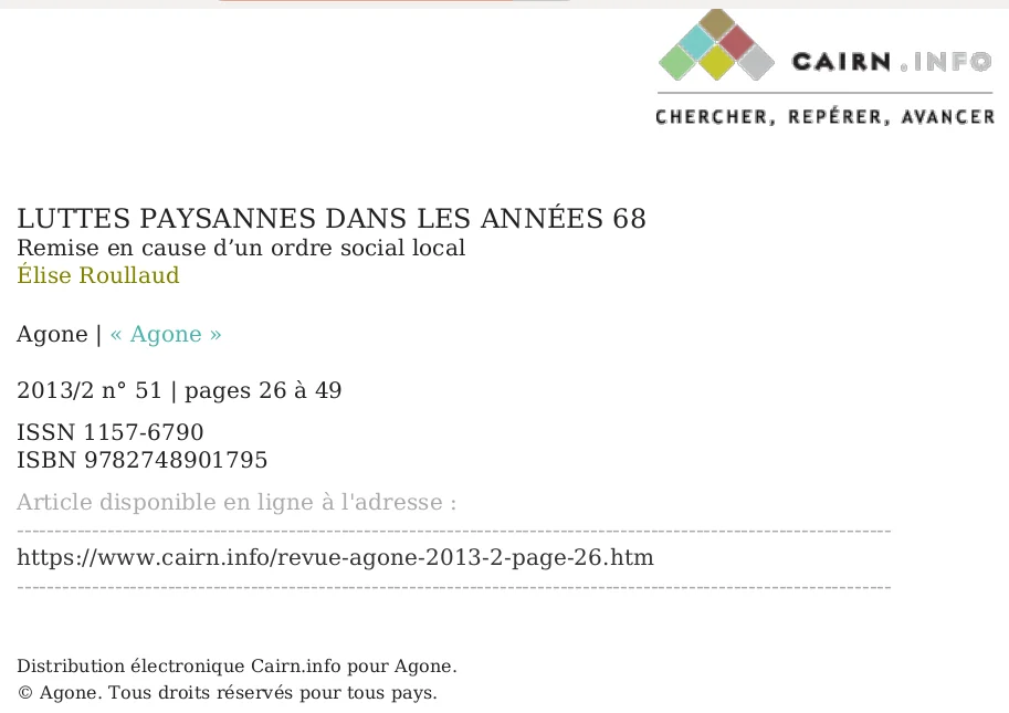 couverture de la revue Cairn info cliquer pour lire