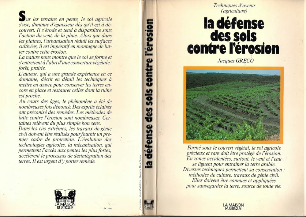 couvertures du livre "la défense des sols contre l'érosion" de Jacques Gréco publié en 1979