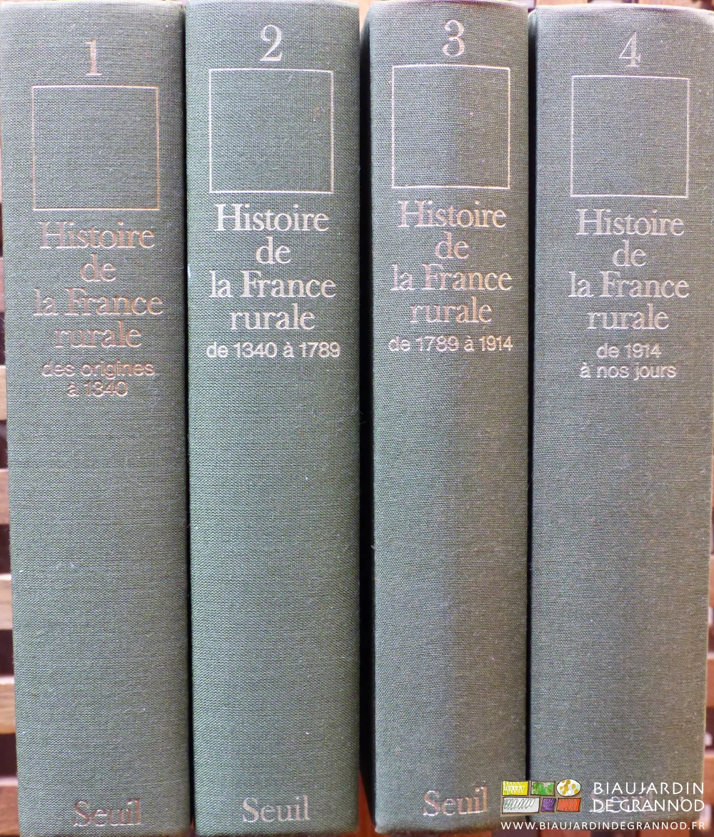 photo des dos des 4 volumes de l'histoire de la France rurale dirigée par Georges Duby
