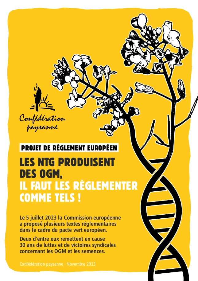 page de couverture de la brochure les nouvelles technologies génétiques produisent des OGM