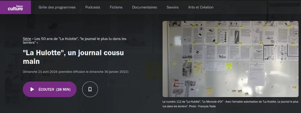 copie d'écran : la hulotte un journal cousu main