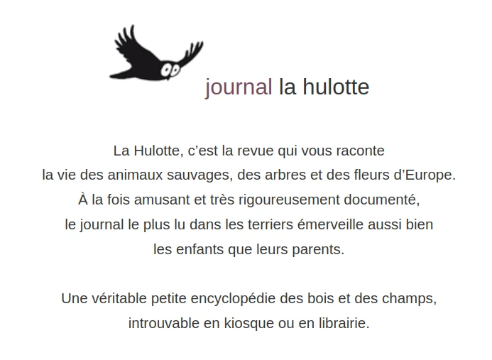 copie d'écran de la page accueil du journal La Hulotte