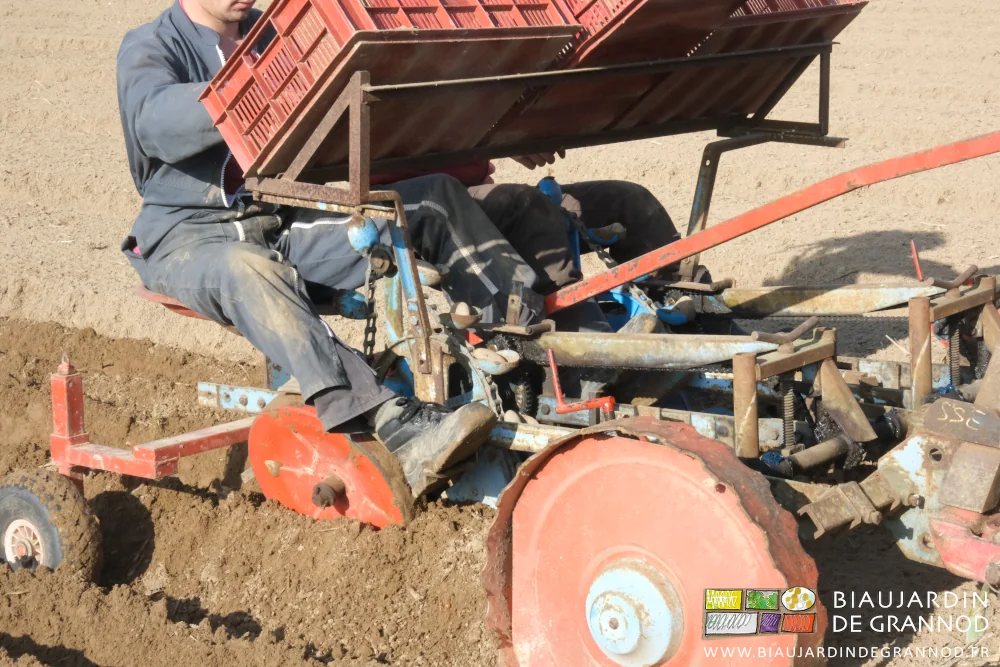 photo de 2 Biaux Jardiniers sur leurs sièges lors de la plantation
