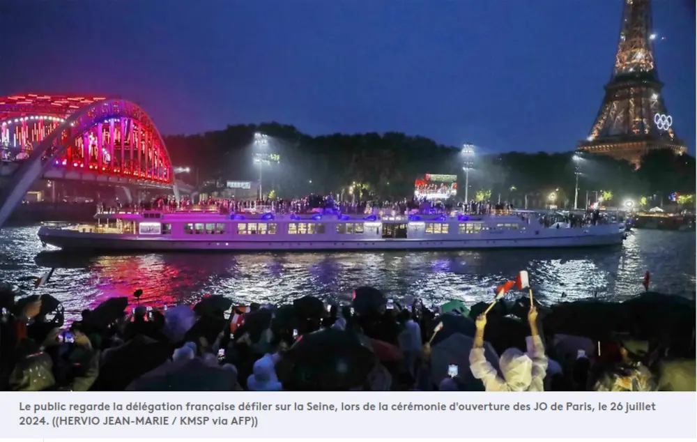 copie d'écran Paris jeux olympiques 2024 défilé sur la Seine