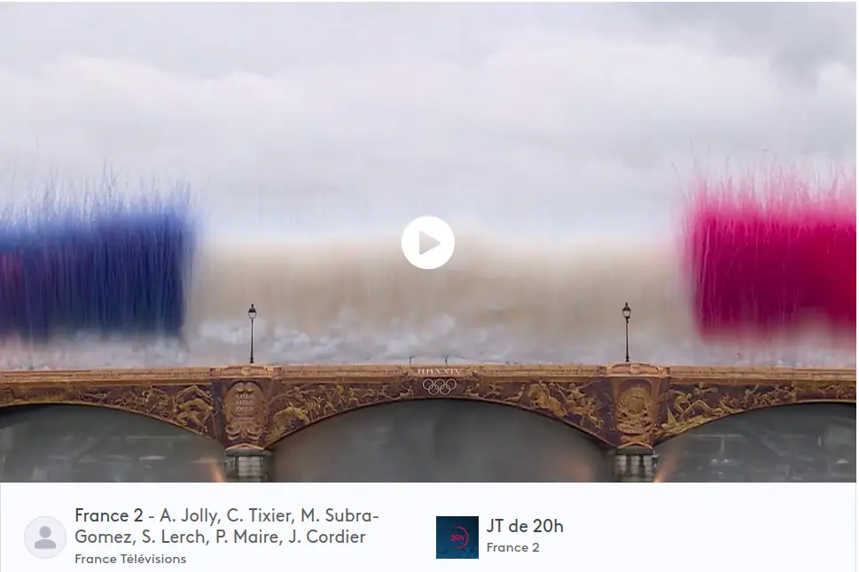 copie d'écran Paris jeux olympiques 2024 fumigènes tricolores