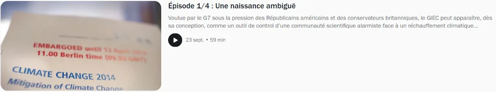 copie d'écran de l'accueil de l'émission 1 avec un lien direct
