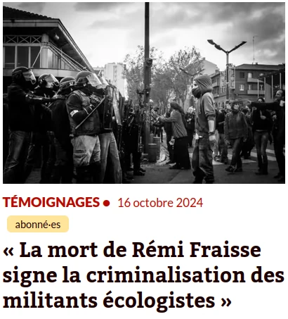 copie d'écran du site Politis lien vers l'article