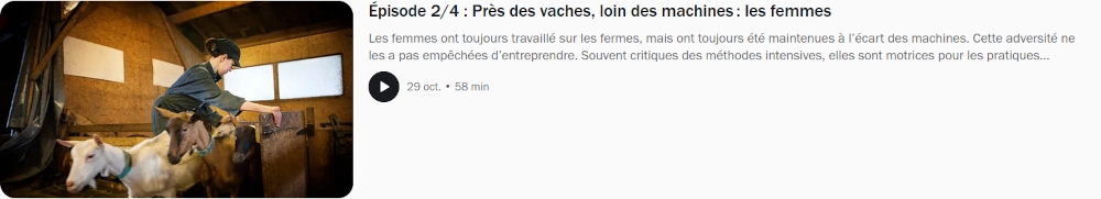 copie d'écran une agricultrice s'occupe de ses chèvres