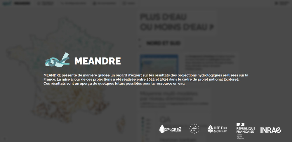 capture d'écran de la page accueil présentant Méandre et ses cartes interactives