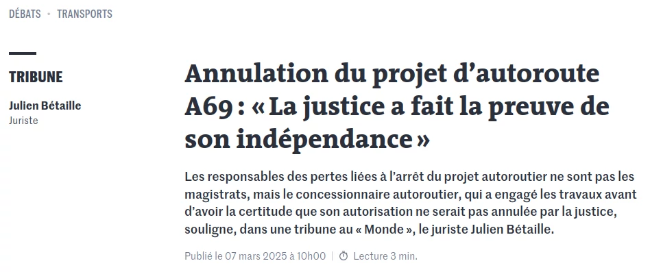 copie écran journal Le Monde la justice a fait la preuve de son indépendance