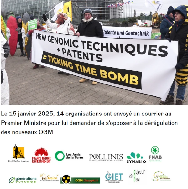 photo de manifestation pacifique anti OGM face à la commission