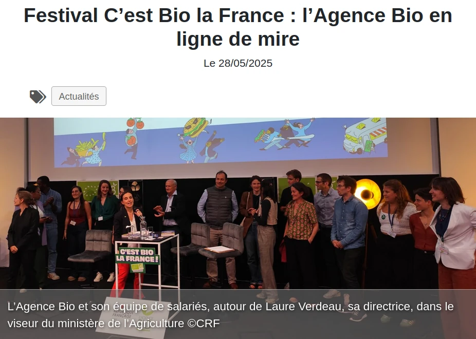 copie d'écran photo journée de lancement du festival c'est Bio la France