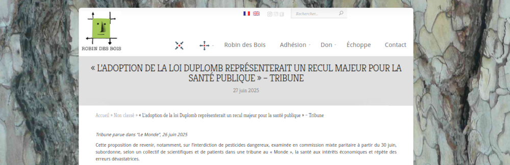 copie d'écran du chapeau de la tribunes des scientifiques