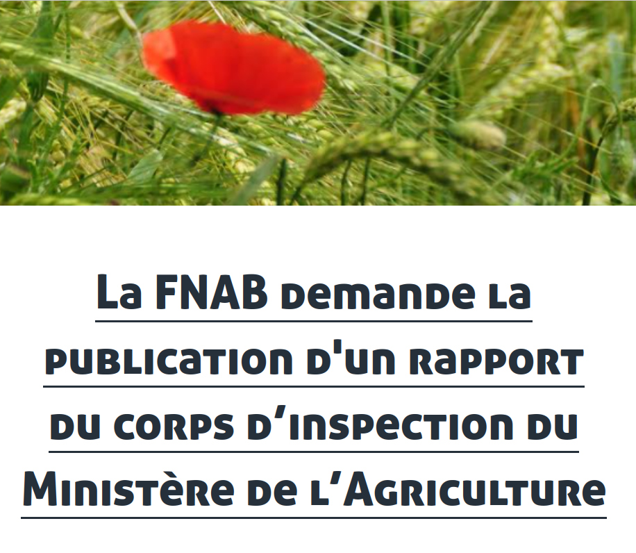 copie d'écran site FNAB demandant la publication du rapport d'inspection du CGAAER