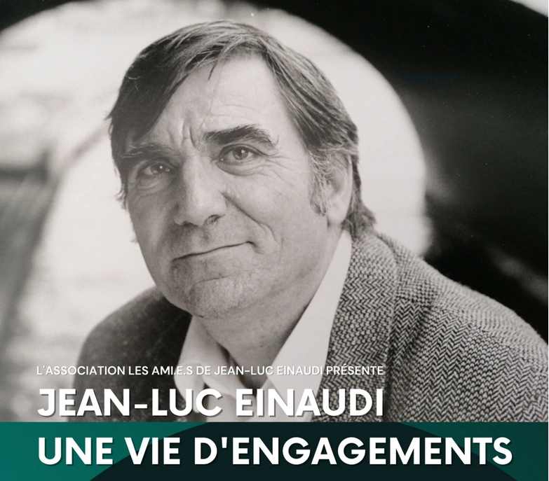 photo noir et blanc de l'historien Jean-Luc Einaudi sous titrée une vie d'engagements