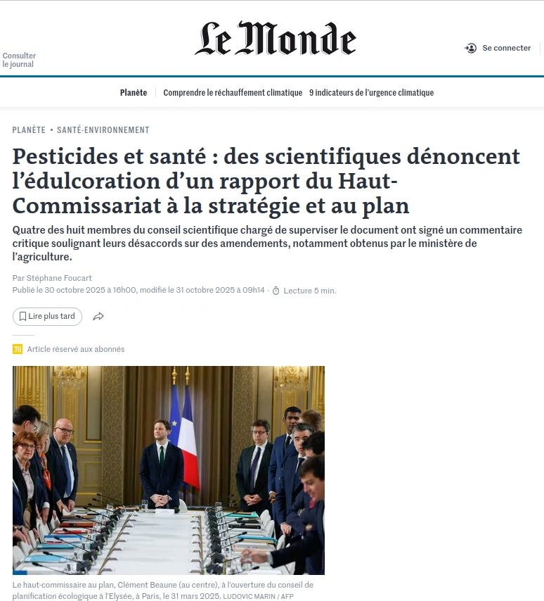 copuie d'écran du titre 4 des 8 scientifiques dénoncent l'édulcoration du rapport