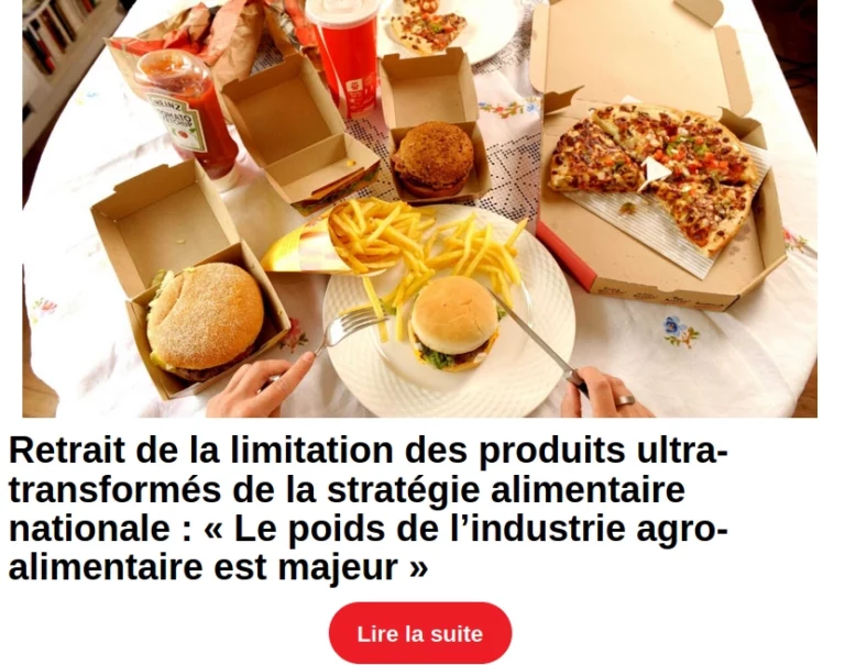 pizza et autres assiettes de produits alimentaires ultra transformés
