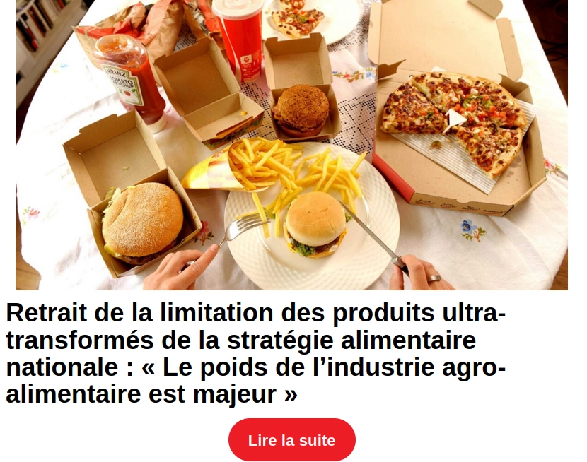 pizza et autres assiettes de produits alimentaires ultra transformés