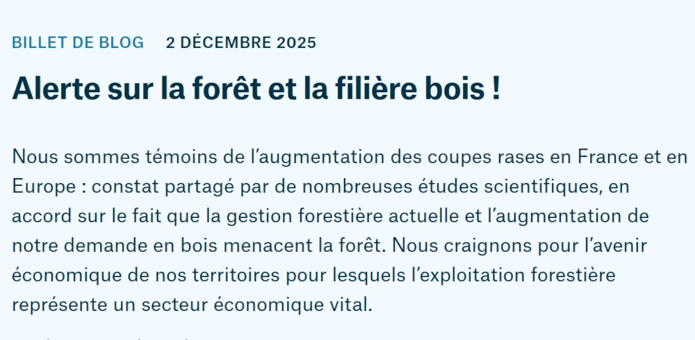 chapo blog mediapart alertant sur l'avenir dégradé de la forêt et de la filière bois