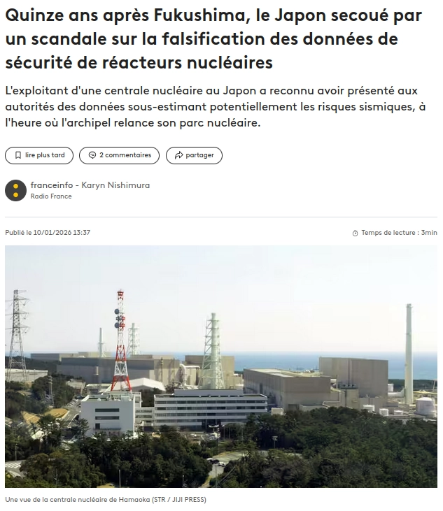 copie d'écran France Info photo centrale nucléaire Fukushima