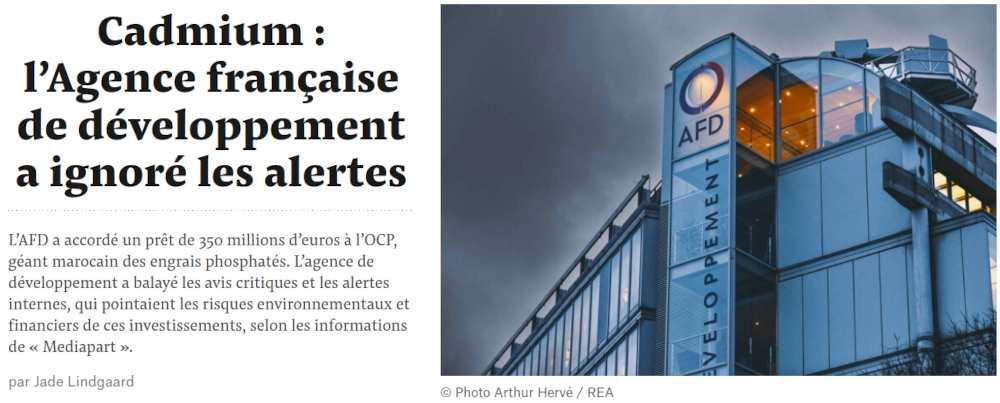 titre Mediapart Cadmium l'agence française de développement a ignoré les risques