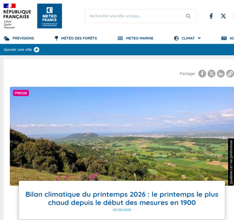 copie écran accroche du site Météo-France