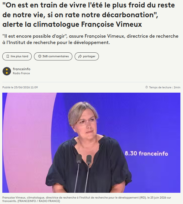 copie écran Françoise Vimeux climatologue directrice de recherche à l'institut de recherche pour le développement IRD