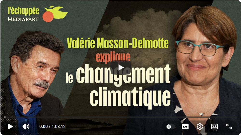 accroche de la vidéo Mediapart, photos de Edwy Plenel et Valérie Masson-Delmotte