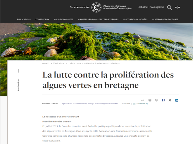 photo d'algues sur le littoral breton site cour des comptes