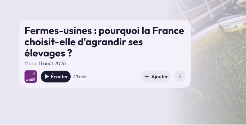 copie d'écran de l'accroche de l'émission France Culture 43 minutes